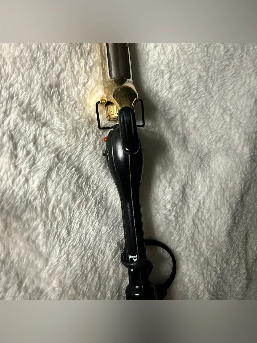 Gold Barrel Curling Iron with Black Handle